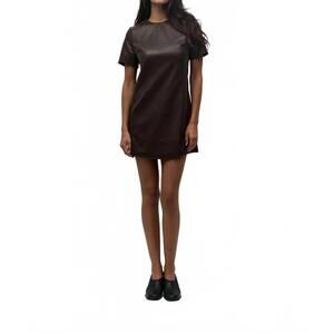 NEW MOD REF leather mini dress in brown